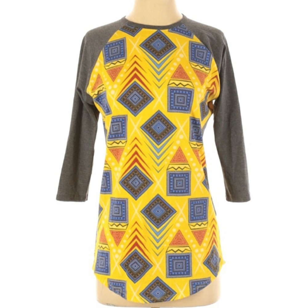 LuLaRoe block yello 3/4 Sleeve T-Shirt Size XS